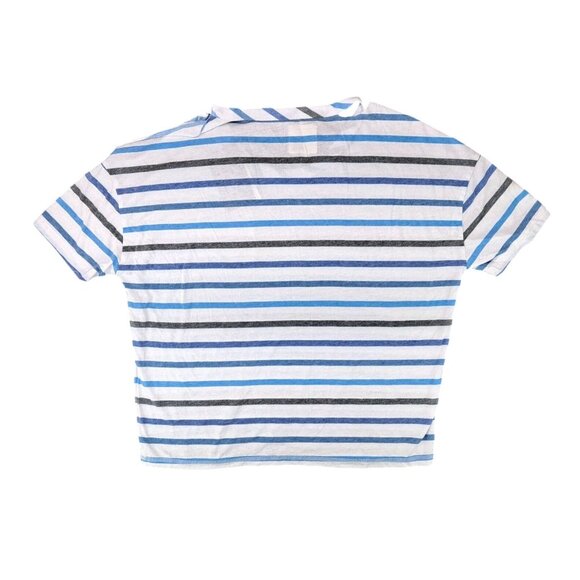 Chaser Recycled Striped Short Sleeve Top Women Size Small Pocket Vented Shirt - Picture 2 of 7